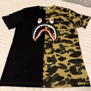 BAPE WGM TShirt Mens Medium Black Camo Shark Split